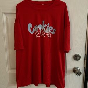 Red Graphic Tee with White Design